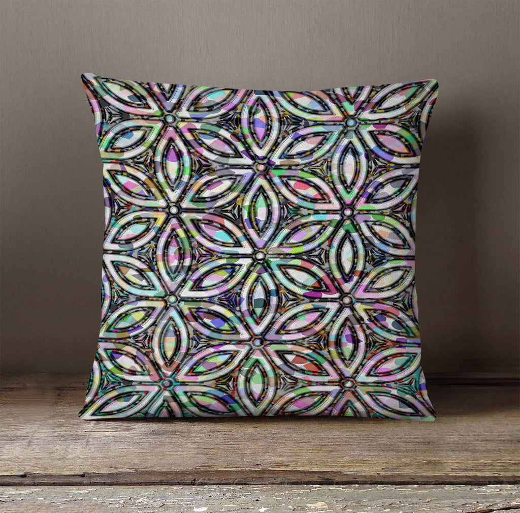 Psychedelic Geometric Pattern Throw Pillows | Square and Rectangle Pillows - Deja Blue Studios