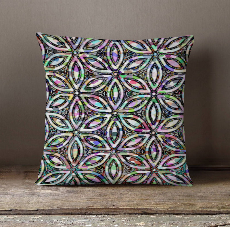 Psychedelic Geometric Pattern Throw Pillows | Square and Rectangle Pillows - Deja Blue Studios