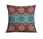 Red and Blue Modern Victorian Damask Throw Pillow - Deja Blue Studios