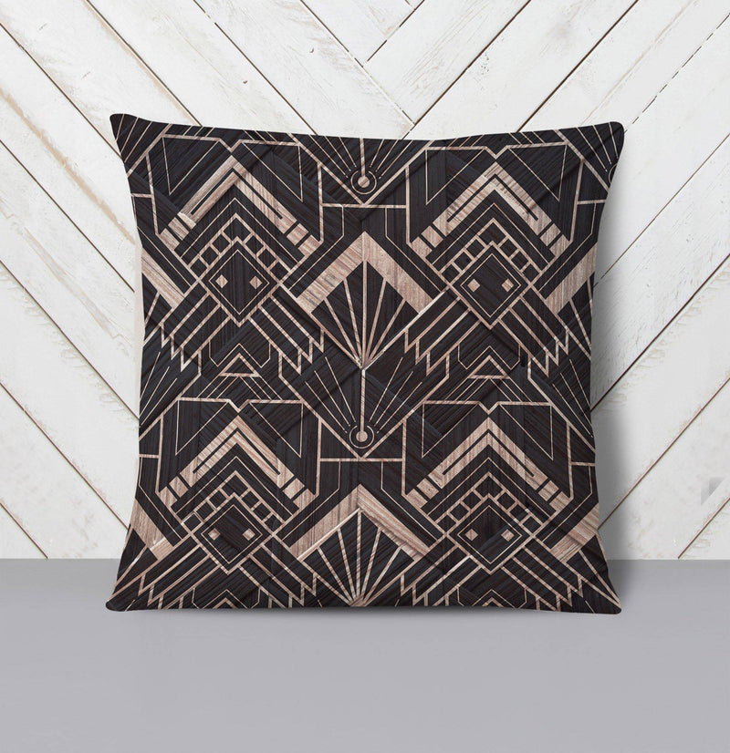Modern Art Deco Wood Background Throw Pillow - Deja Blue Studios
