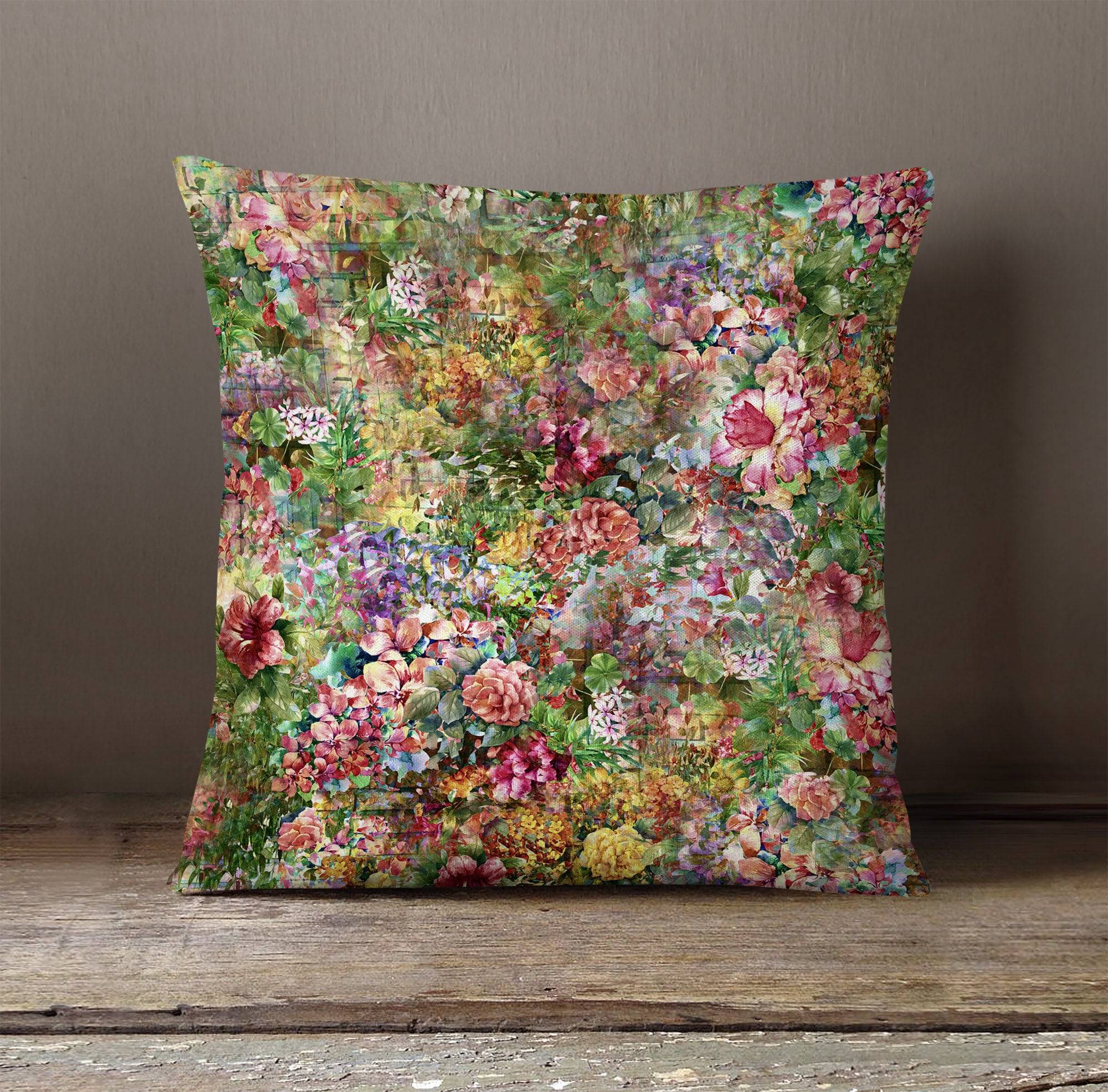 Calming Green Floral Boho Throw Pillow Deja Blue Studios