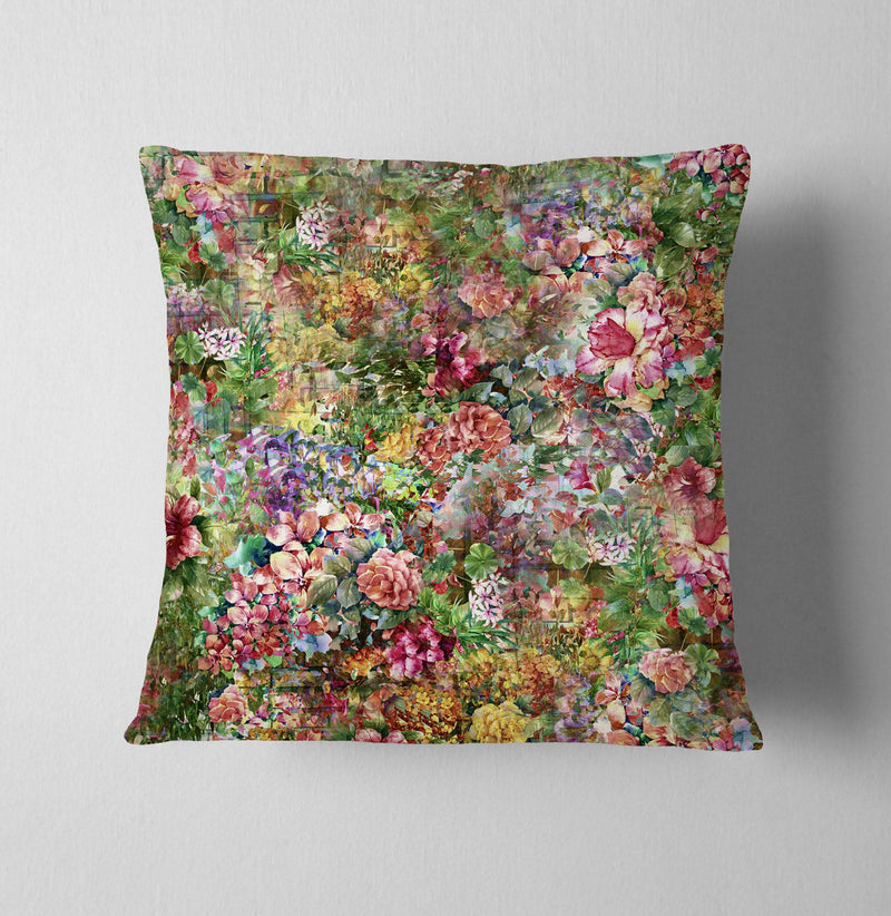 Calming Green Floral Boho Throw Pillow - Deja Blue Studios