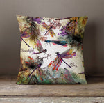 Boho Watercolor Dragonfly Throw Pillow - Deja Blue Studios