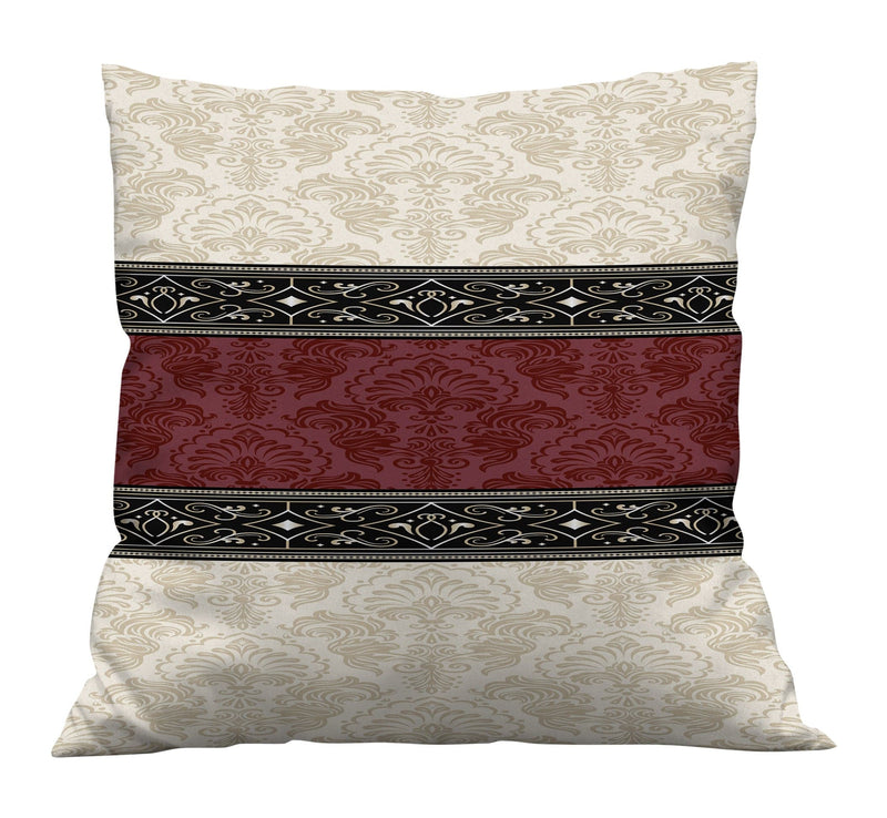 Beige and Burgundy Damask Pattern Throw Pillow - Deja Blue Studios