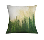 Beige and Green Foggy Forest Throw Pillows | Square and Rectangle Pillows - Deja Blue Studios