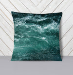 Aqua Green Ocean Waves Throw Pillow | Blue and Green - Deja Blue Studios