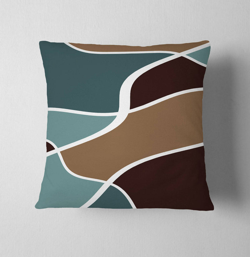 Multi Pattern Blue and Brown Throw Pillows - Deja Blue Studios