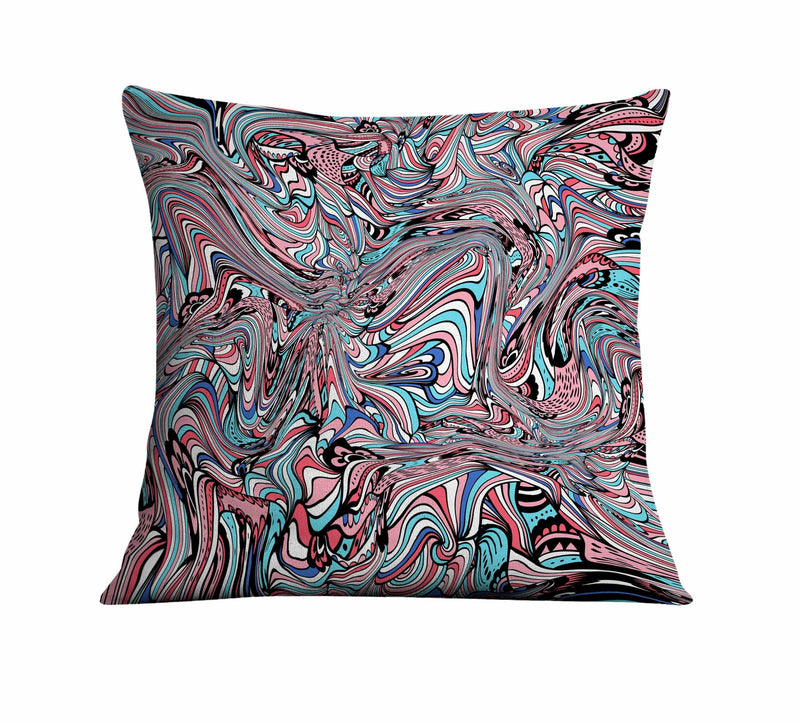 Abstract Pink and Blue Swirl Print Throw Pillow - Deja Blue Studios