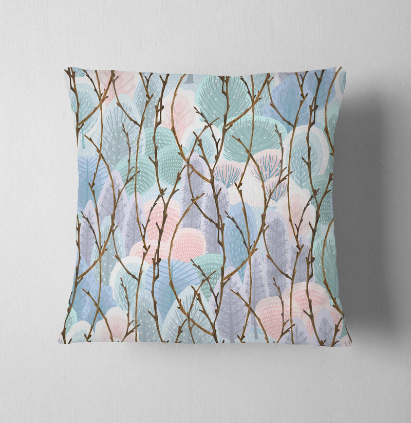 Watercolor Trees and Sticks Throw Pillows | Square and Rectangle Pillows - Deja Blue Studios