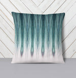 Abstract Blue Green Peacock Stripes Throw Pillow - Deja Blue Studios