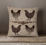 Rustic Chicken Farmhouse Throw Pillows | Square and Rectangle Pillows - Deja Blue Studios