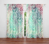 Boho Chic Green Watercolor Window Curtains - Deja Blue Studios