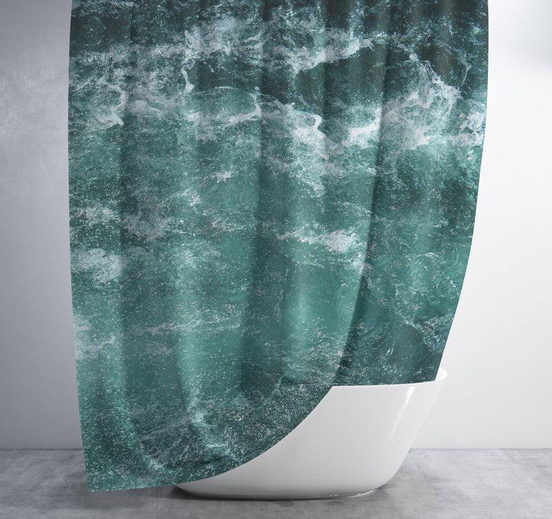 Nautical Green and Blue Deep Ocean Shower Curtain - Deja Blue Studios