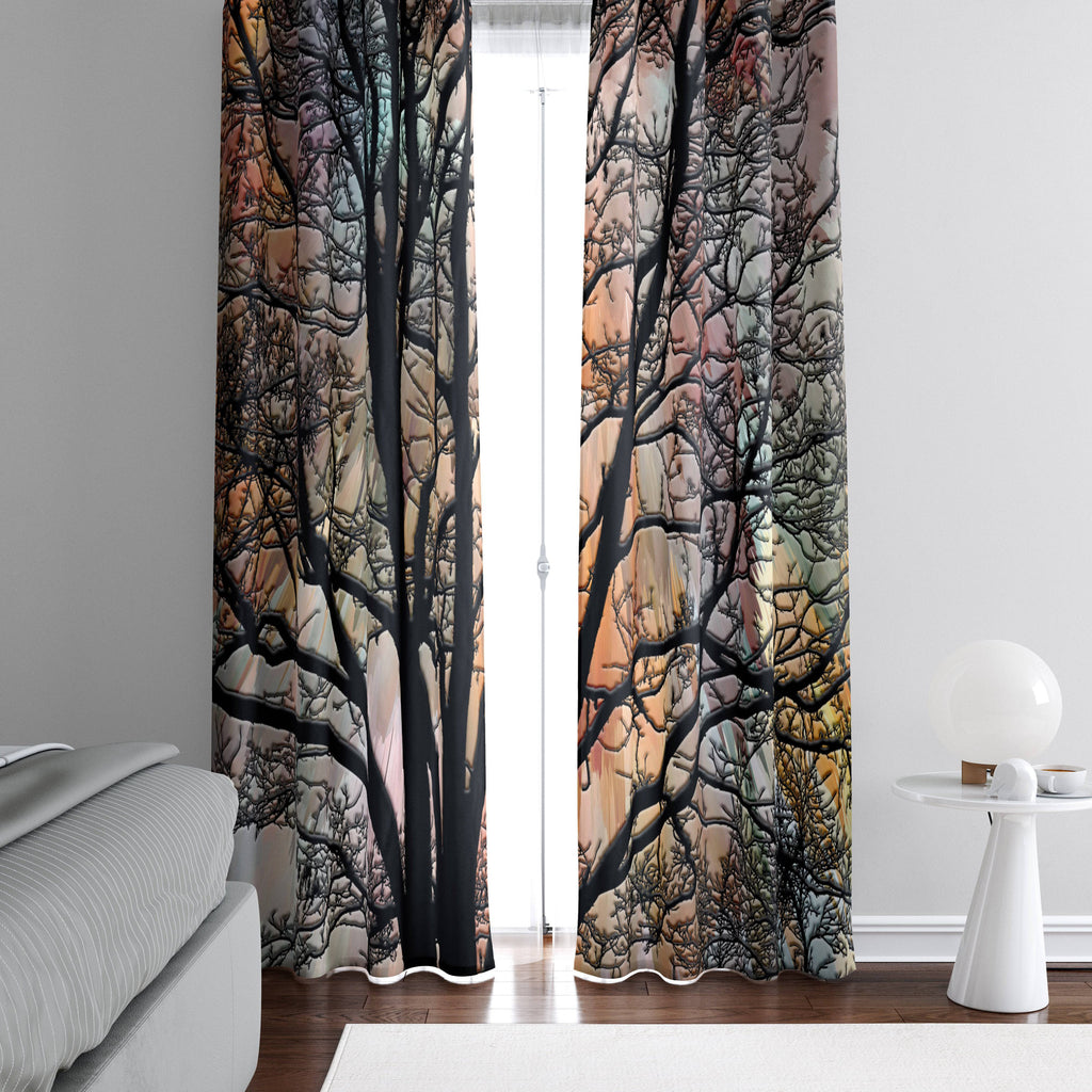 Abstract Tree Silhouette Window Curtains - Deja Blue Studios