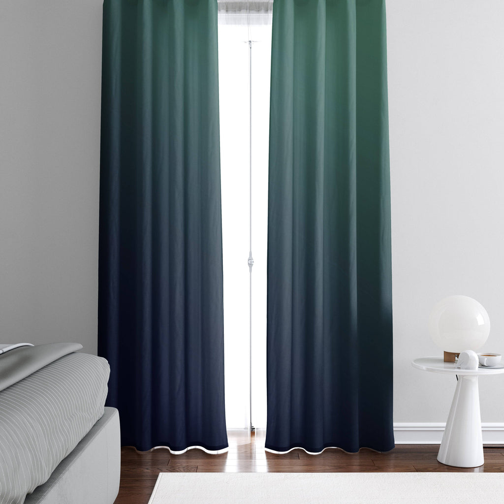 Green and Black Ombre Gradient Window Curtains - Deja Blue Studios