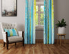 Striped Watercolor Boho Blue and Yellow Window Curtains - Deja Blue Studios