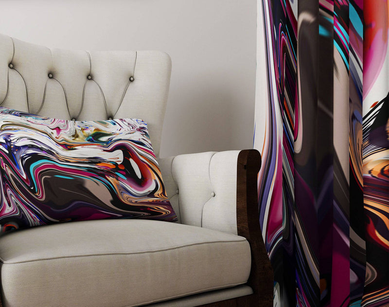 Beautiful Multi-Color Abstract Swirl Window Curtain Panels - Deja Blue Studios