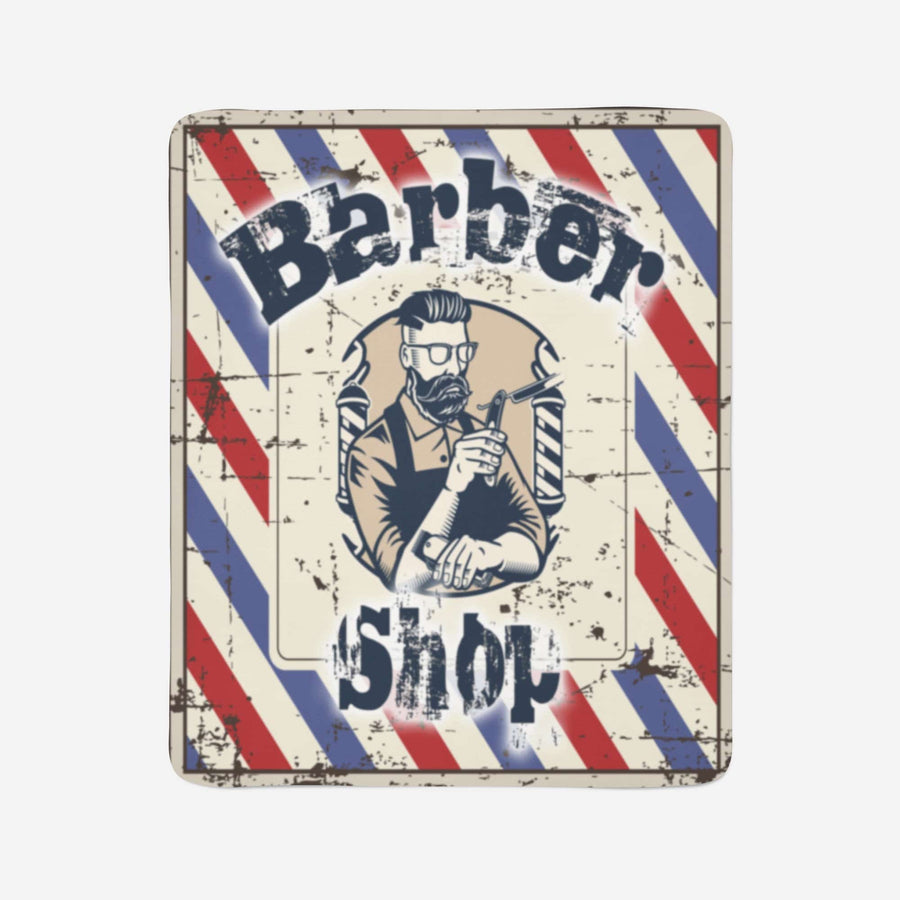 Red and Blue Striped Barber Shop Throw Blanket | Fleece and Minky Material Options | Vintage, Rustic Barber Shop Design - Deja Blue Studios