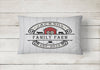Personalized Rustic Farmhouse Throw Pillows | Square and Rectangle Pillows | White Wood Print, Red Barn - Deja Blue Studios
