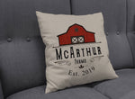 Personalized Rustic Red Barn Farm Throw Pillows | Square and Rectangle Pillows | Neutral Farmhouse Pillow - Deja Blue Studios