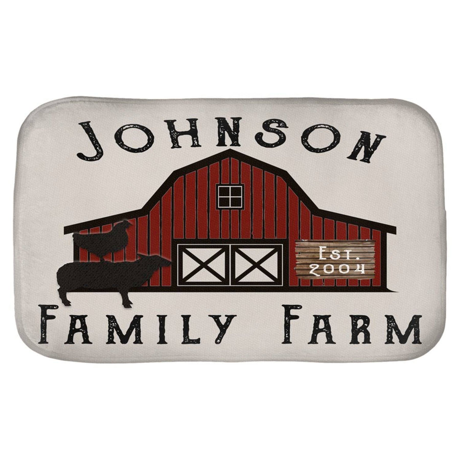 Personalized Rustic Farm Shower Curtain with Optional Bathmat | Stacked Animals and Red Barn - Deja Blue Studios