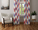Red and Blue Striped Barber Shop Window Curtains - Deja Blue Studios