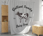 Farmhouse Shower Curtain Personalized | Dairy Cow Shower Curtain | Farm Bathroom Decor - Deja Blue Studios