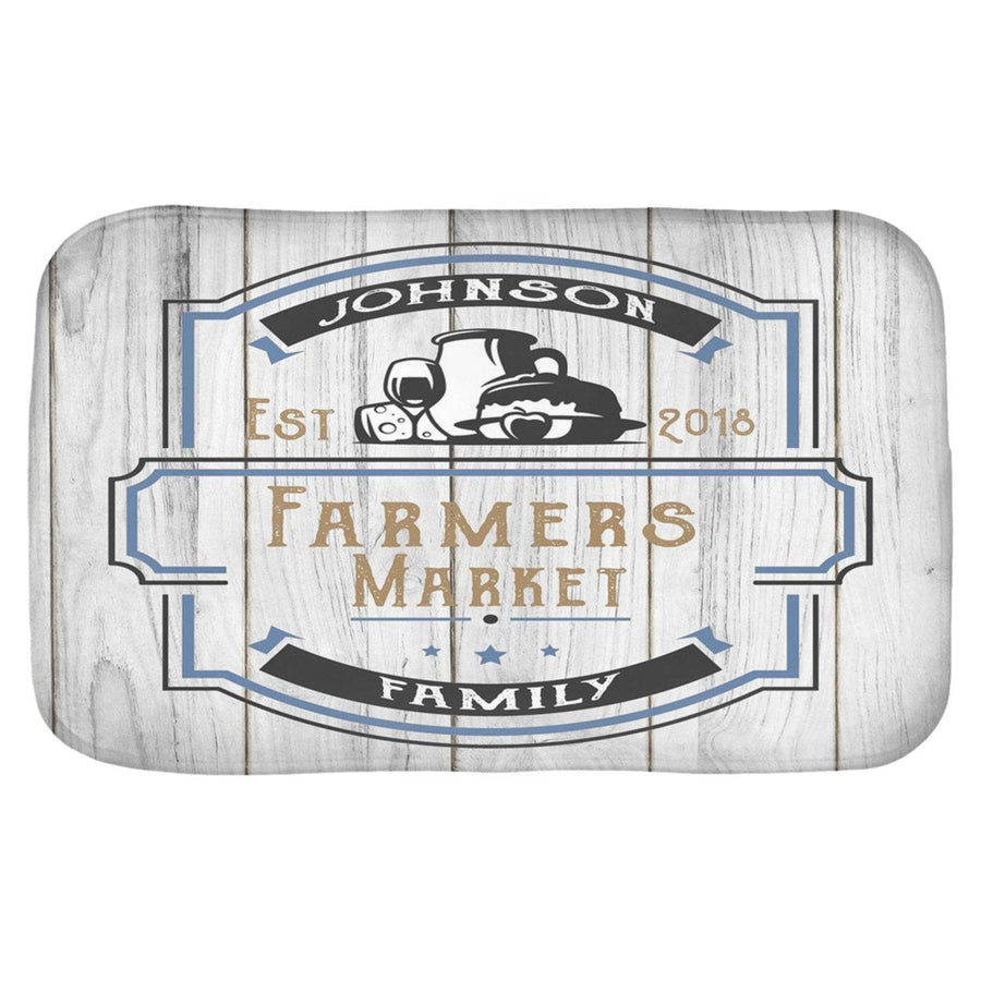 Personalized Farmers Market Shower Curtain | Family Name | Rustic Shower Curtain | Country Home | White Wood Print - Deja Blue Studios