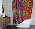 Wavy Boho Shower Curtain | Burgundy and Brown | Custom Floral Pattern | Bathmat Option - Deja Blue Studios