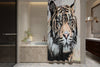 Tiger Shower Curtain | Big Cat | Sketch Design | Animal Shower Curtain | Bathmat Option - Deja Blue Studios