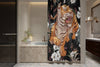 Tiger Shower Curtain | Long and Extra Long Shower Curtain Options | Floral Print Bath Curtain | Animal Bathroom Decor - Deja Blue Studios