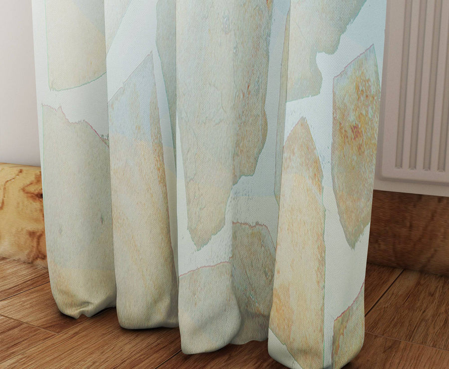 Blue and Beige Curtain Panels | Long Panel Sheer and Blackout Curtains | Mosaic River Rock | Floor Length Curtains - Deja Blue Studios