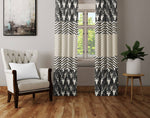 Black and Beige Rustic Window Curtain Panels | Chevron Pattern - Deja Blue Studios