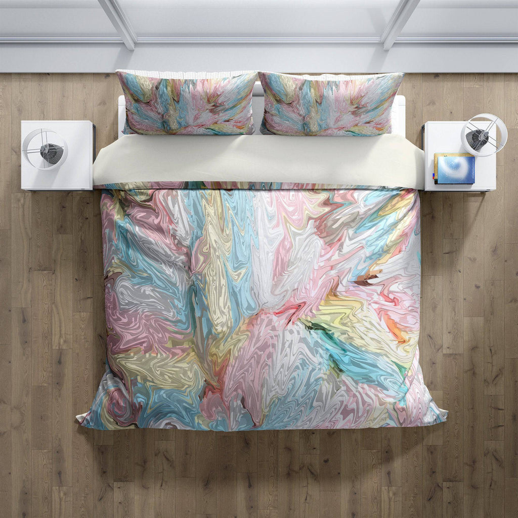 Pink Pastel Abstract Swirl Pattern Comforter or Duvet Cover - Deja Blue Studios