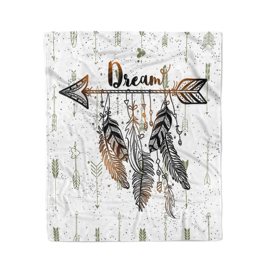 Boho Arrows Throw Blanket | Fleece and Minky Material Options | Arrows and Feathers - Deja Blue Studios