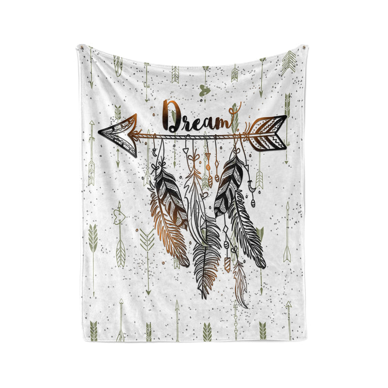 Boho Arrows Throw Blanket | Fleece and Minky Material Options | Arrows and Feathers - Deja Blue Studios