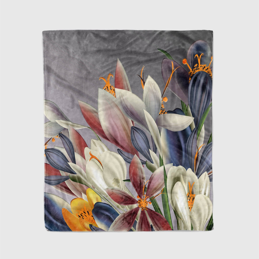 Bold Floral Fleece or Minky Blanket | Living Room Throw | Youth and Adult Size - Deja Blue Studios
