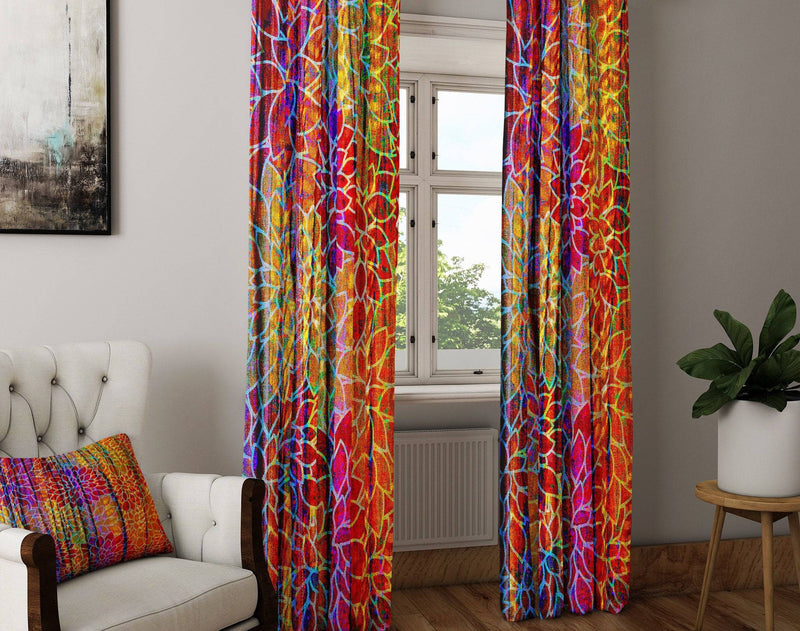 Bohemian Rags Floral Print Window Curtains - Deja Blue Studios