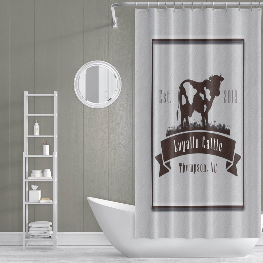 Farmhouse Cattle Shower Curtain Personalized | Chic Farm Shower Curtains - Deja Blue Studios