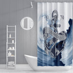 Personalized Nautical Shower Curtain | Anchor and Waves | Ocean Bath Decor - Deja Blue Studios