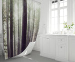 Forest Trees Shower Curtain | Long and Extra Long Shower Curtain | Misty, Nature, Outdoors, Woodland - Deja Blue Studios