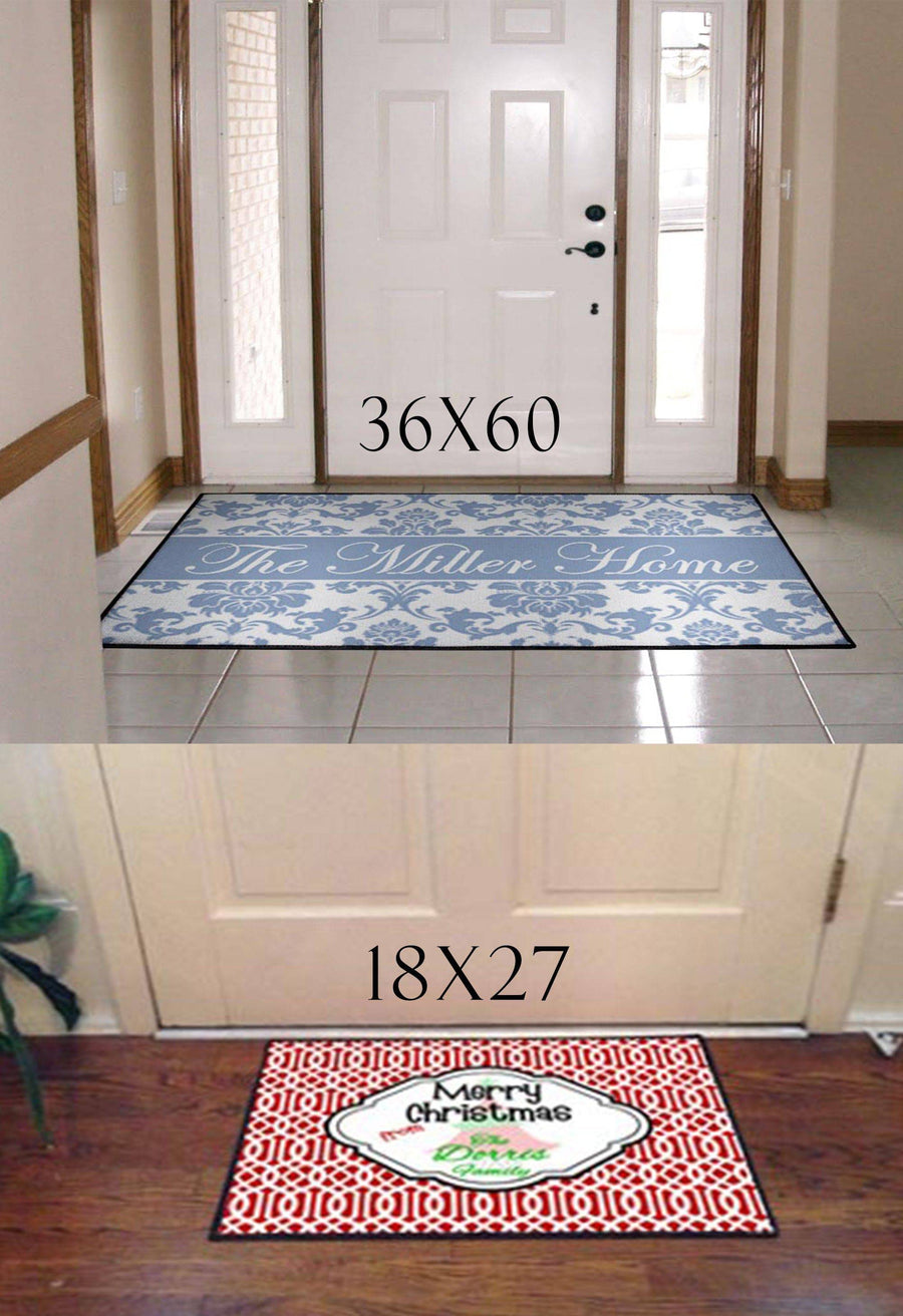 Personalized Red Barn Farmhouse Door Rug | Front Doormat - Deja Blue Studios