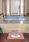 Personalized Green Whitetail Deer Door Rug | Front Doormat | Rustic, Cottage, Woodland, Cabin - Deja Blue Studios