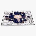 Personalized Monogram Door Rug | Chic Leafs | White and Blue Front Doormat - Deja Blue Studios
