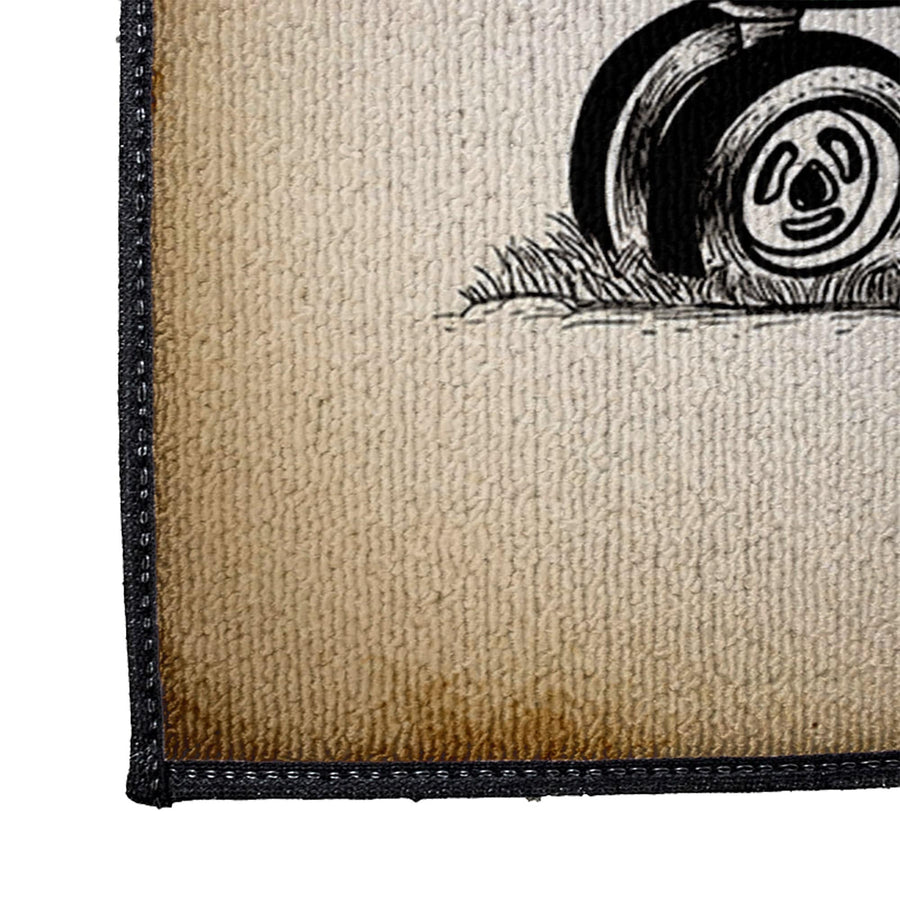 Personalized Farmhouse Doormat | Green Tractor | Door and Floor Rug | Rustic Beige | Farm Theme - Deja Blue Studios