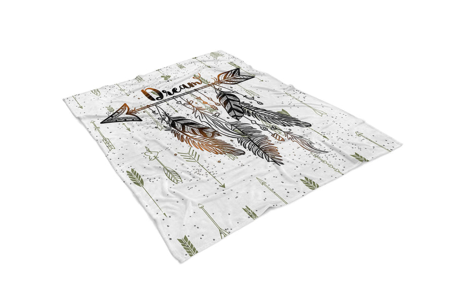 Boho Arrows Throw Blanket | Fleece and Minky Material Options | Arrows and Feathers - Deja Blue Studios