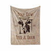 Farmhouse Cow Fleece Blanket | Fleece and Minky Living Room Throw | Holy Cow | Feed Sack - Deja Blue Studios