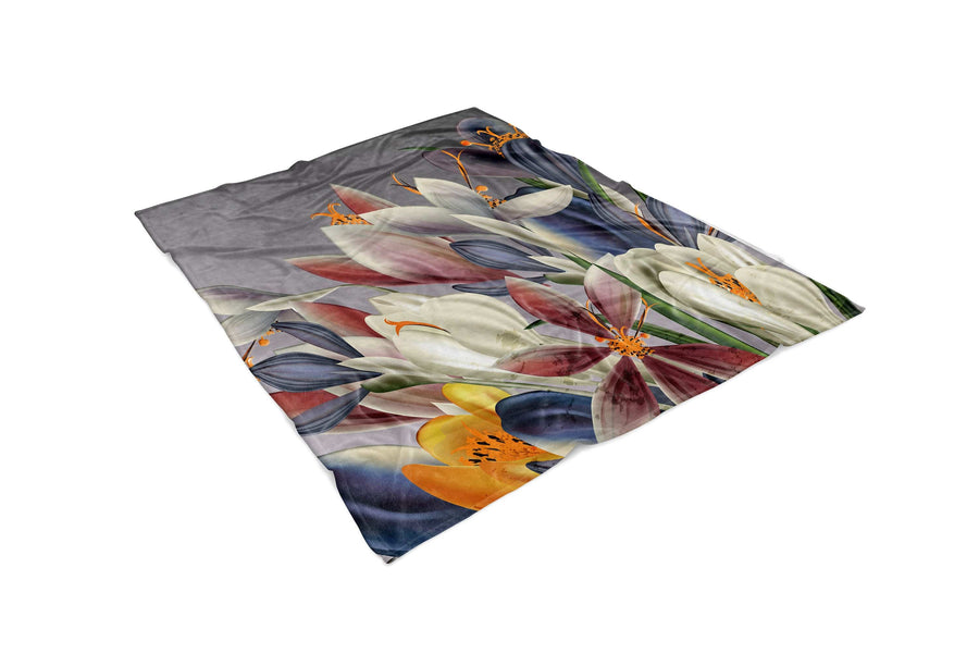 Bold Floral Fleece or Minky Blanket | Living Room Throw | Youth and Adult Size - Deja Blue Studios