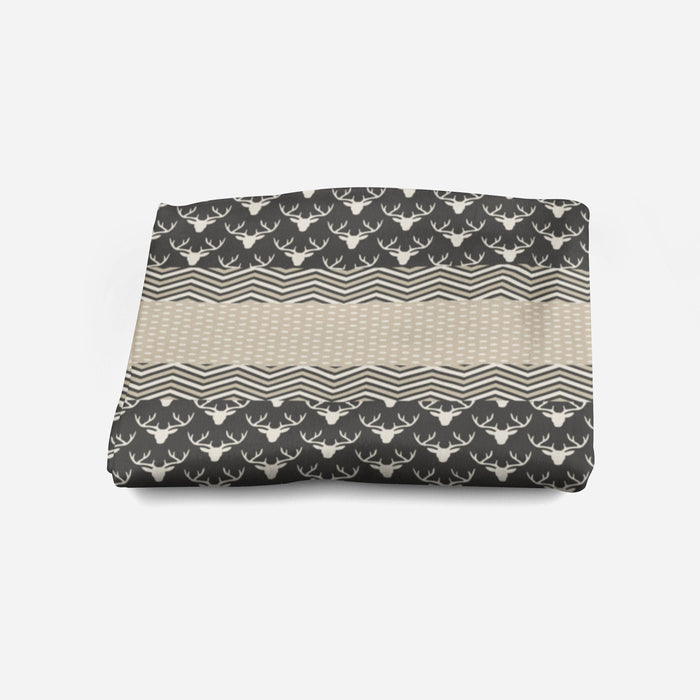 Rustic Chevron and Deer Fleece or Minky Blanket | Living Room Throw | Youth and Adult Size | Blue or Black Colors - Deja Blue Studios