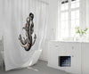 Hand Drawn Mermaid on the Anchor Shower Curtain | Black and White | Chic Bath Curtain | Nautical Ocean Bath Decor - Deja Blue Studios